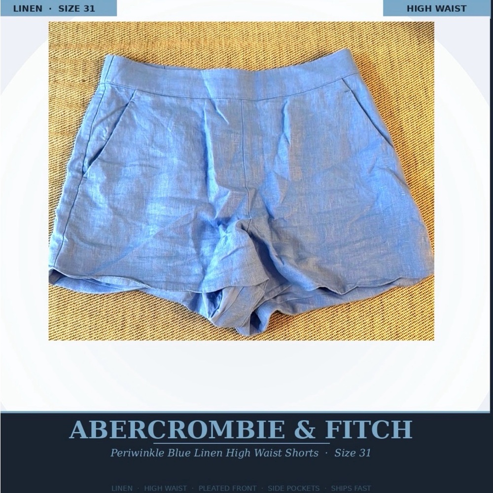 Abercrombie & Fitch Periwinkle Blue Linen High Waist Shorts Size 31 | Summer